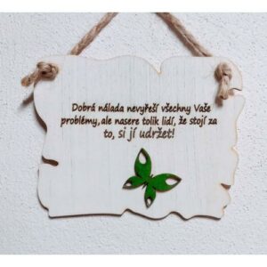 Dřevěný pergamen 16x12cm - Dobrá nálada nevyřeší...