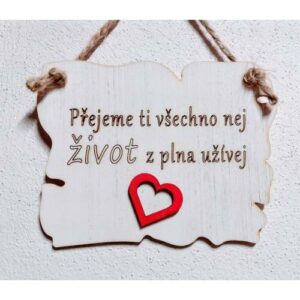 Dřevěný pergamen 16x12cm - Přejeme ti všechno nej